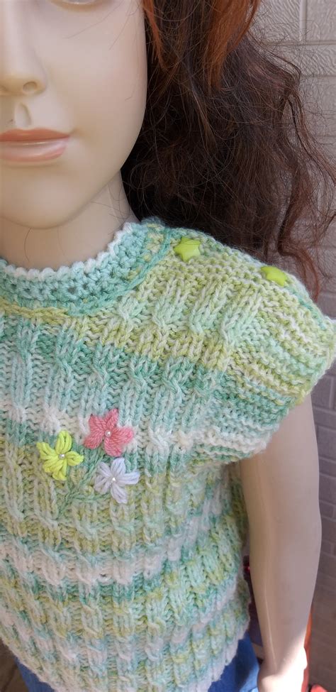 Knitted vest for kids / Multicolour green knit vest/Clothes | Etsy