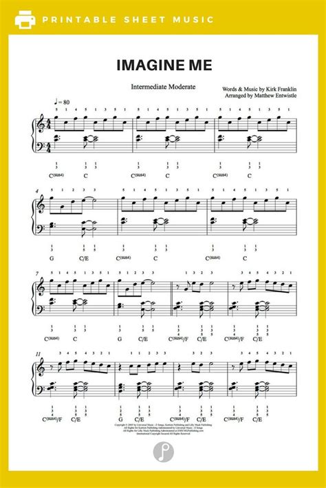 Imagine Me By Kirk Franklin Piano Sheet Music Intermediate Level Sheet Music Piano Sheet