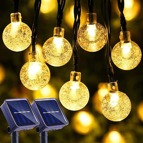 2 Pack Solar String Lights Outdoor 100led 39ft Fairy Crystal Ball