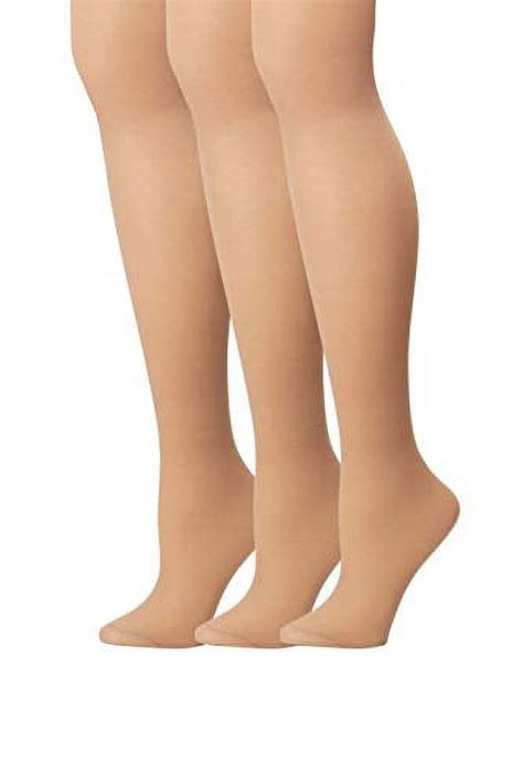 Hanes Womens Set Of 3 Alive Full Support Control Top Rt Pantyhose F Nude Pack Of 3