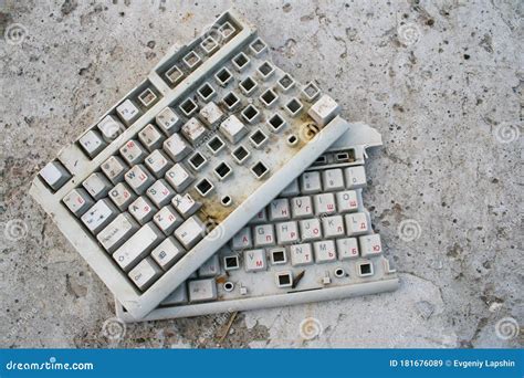 The Keyboard From The Computer Broken Editorial Stock Image Image