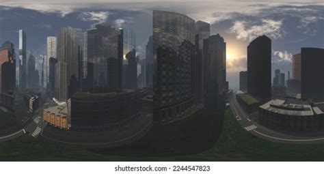 Panorama City Hdri Environment Map Round Stock Illustration 2244547823