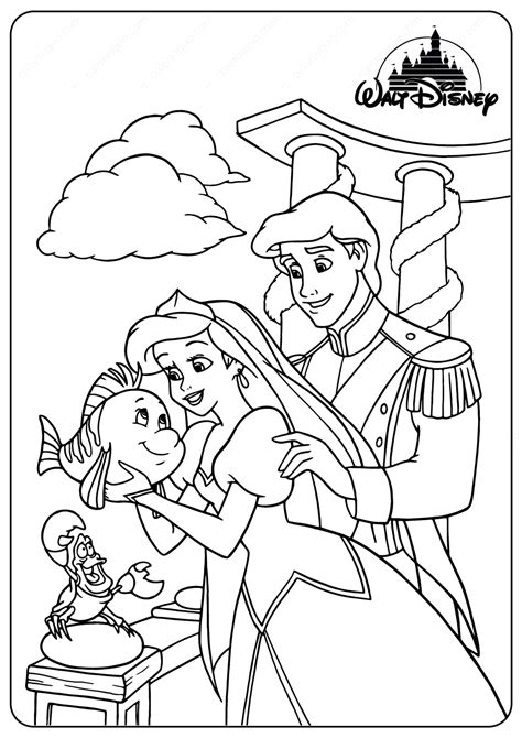 Printable Ariel And Prince Eric Coloring Pages Coloring Pages Disney