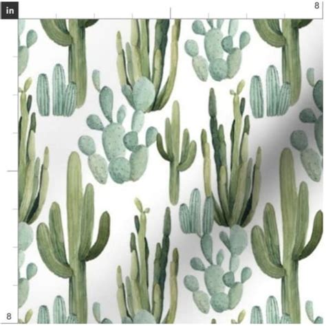 Watercolor Cactus Fabric Etsy