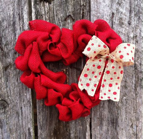 Burlap Heart Valentines Wreath Valentines Day Wreath Red