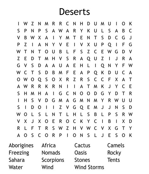 Deserts Word Search Wordmint