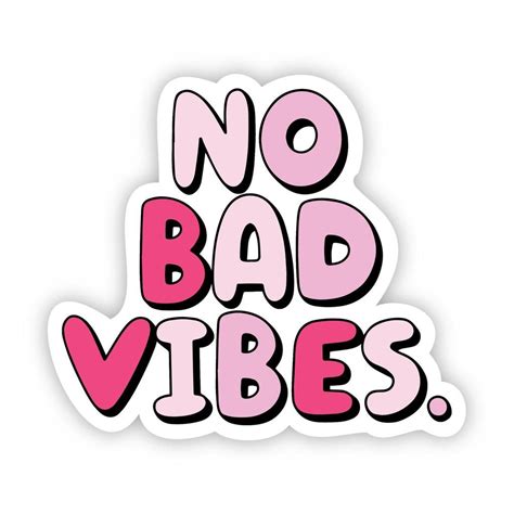 No Bad Vibes Pink Aesthetic Sticker Aesthetic Stickers Preppy Stickers Homemade Stickers