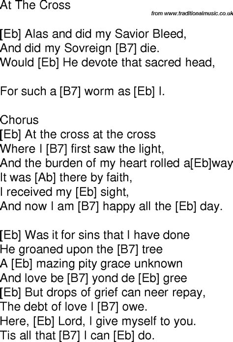 Old Time Song Lyrics With Guitar Chords For At The Cross Eb
