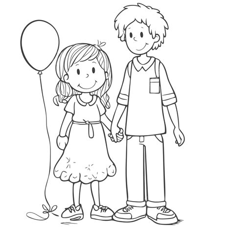 Coloring Pages Boy And Girl Outline Sketch Drawing Vector Pregnant