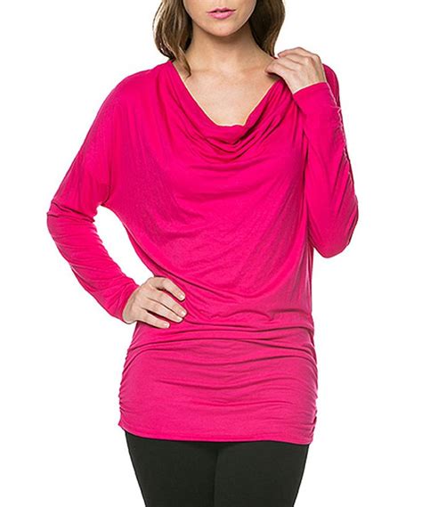 Pinterest Scoop Neck Tunic Dolman Sleeve Tops Fuchsia