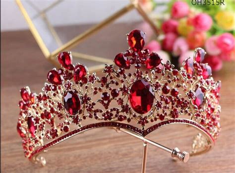 red crystal queen princess tiara crown combs wedding party etsy
