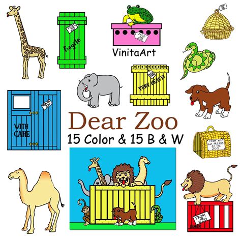 Dear Zoo Storybook Clip Art Printable Coloring Pages Etsy