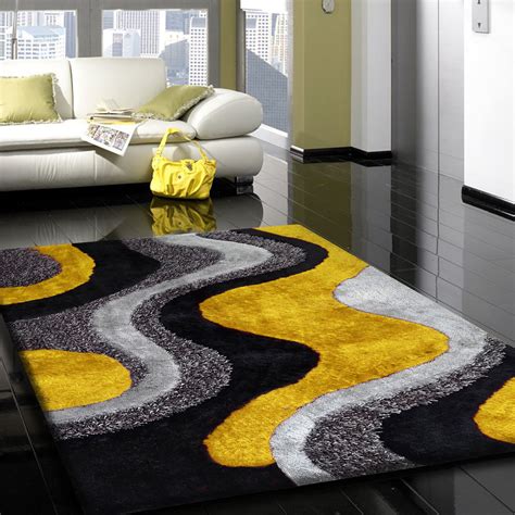 Greyyellow Shag Rug With Images Yellow Carpet Rugs In Living Room