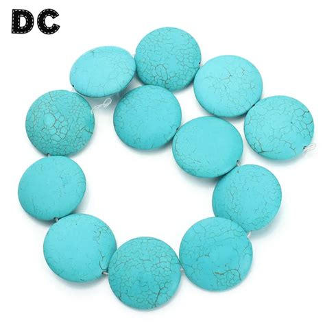 Dc Approx 12pcs Strand Round Flat Bead Stone Beads Dia 33mm Fit Chunky