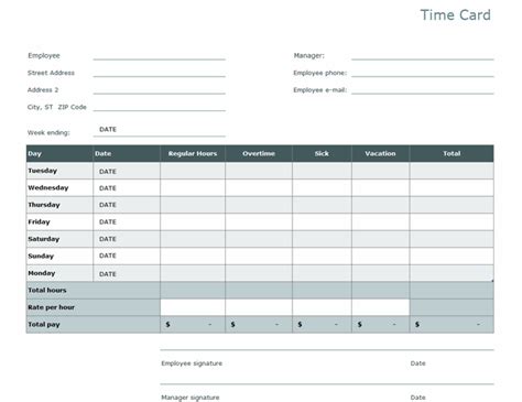 Time Card Excel Template Free Doctemplates