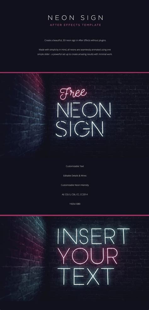 Neon Sign | FREE After Effects Template. | Graphic design tips