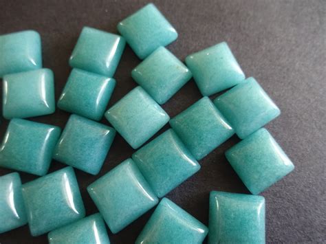 10x10mm Natural White Jade Gemstone Teal Cabochon Dyed Turquoise