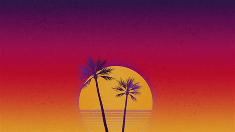 Fond Décran Dépasser Le Coucher Du Soleil Vaporwave 3840x2160