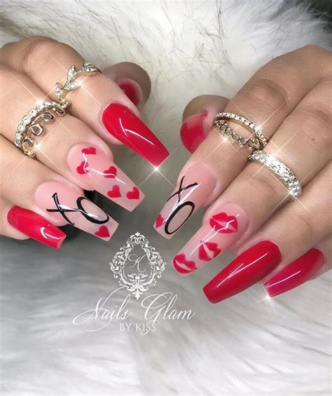 Hot Acrylic Pink Coffin Nails Design For Valentine S Nails Fashionsum