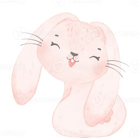 Cute Watercolor Pink Baby Rabbit Bunny Cartoon Animal Hand Painting