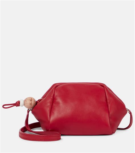 Small Puffy Pouch Leather Clutch In Red Loro Piana Mytheresa