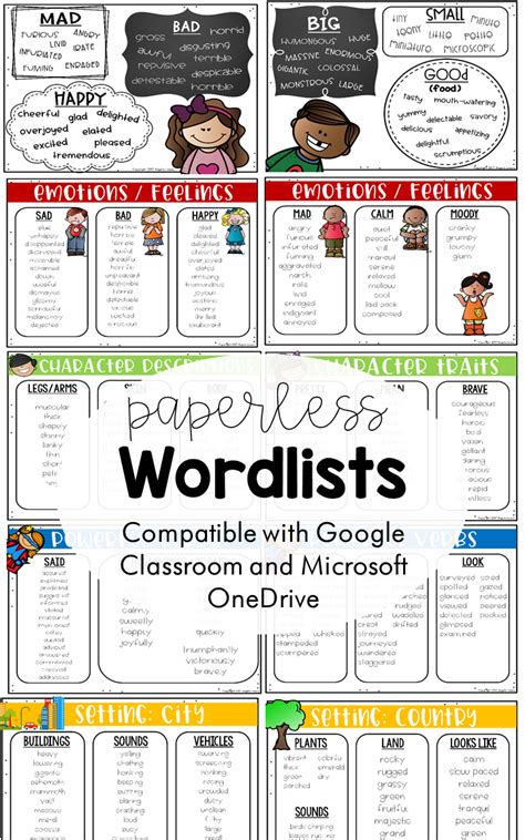 Create Colorful Writers With These Great Word Lists For Writers All