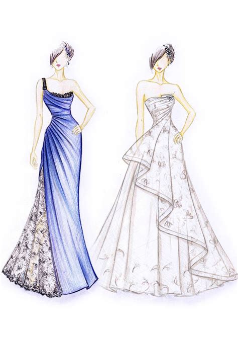 Bridal And Evening Gown Sketches Gown Sketch Design Fashion