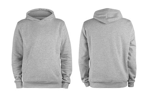 Mens Grey Blank Hoodie Templatefrom Two Sides Natural Shape On