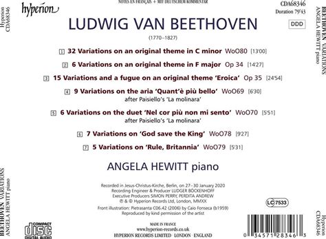 Beethoven Variations Angela Hewitt La Boîte à Musique