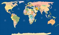 Mapa Mundi com nome de todos os paises e capitais
