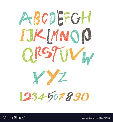 Colored Latin Alphabet Written By A Child Vector Image