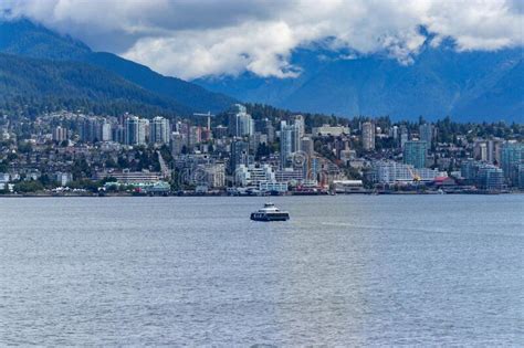 North Vancouver Seen From The Harbor Front Vancouver Bc Canada Stock
