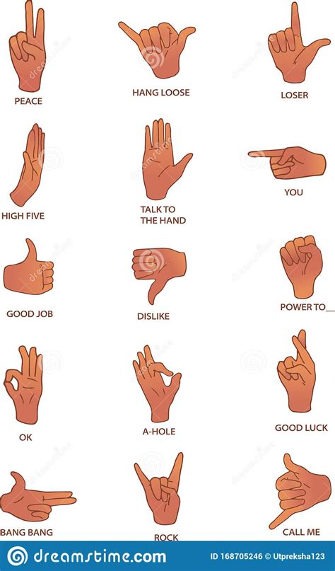Vector Hand Gestures With Meanings Hand Gesture Drawing Hand Sketch