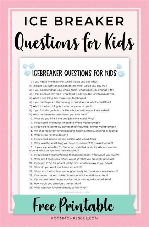 100 Fun Icebreaker Questions For Kids Ice Breaker Questions