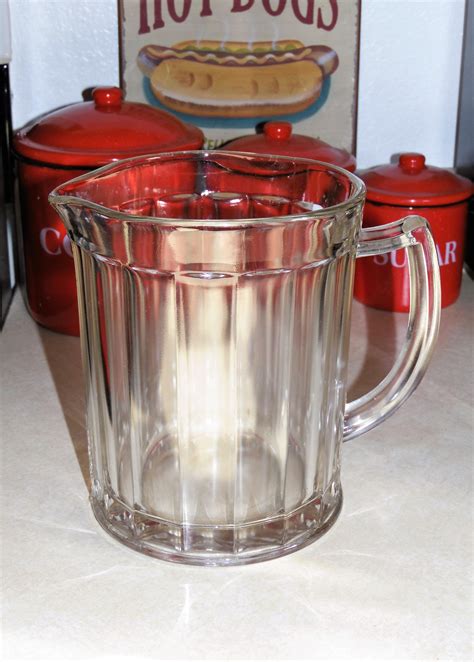 Heavy Hazel Atlas Clear Glass Pitcher Collectible Vintage Etsy