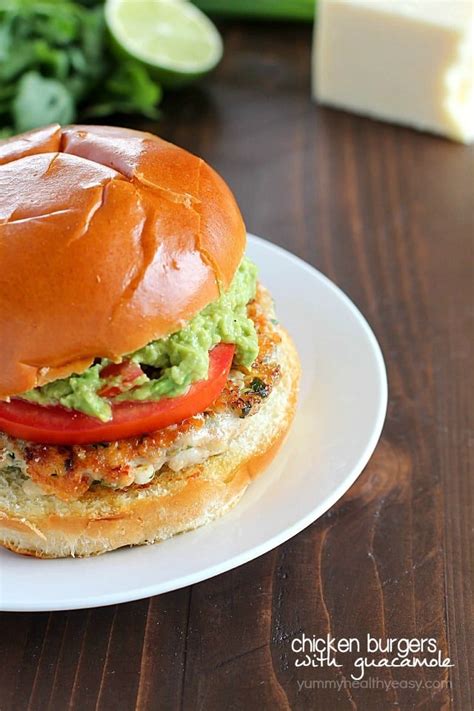 Grilled chicken is a summertime favorite, but its easy to overcook or under cook chicken. Guacamole Chicken Burgers - Yummy Healthy Easy