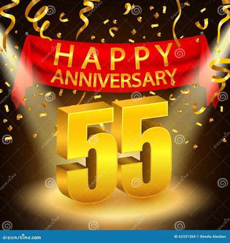 Happy 55th Anniversary Celebration With Golden Confetti And Spotlight