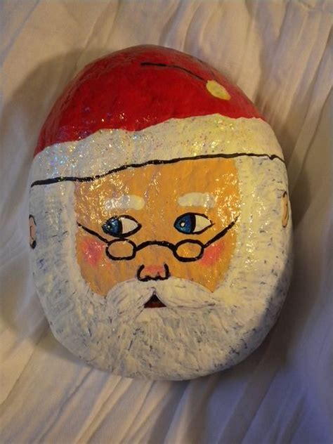 Christmas Santa Claus Hand Painted Rock Hand Painted Rocks Painted