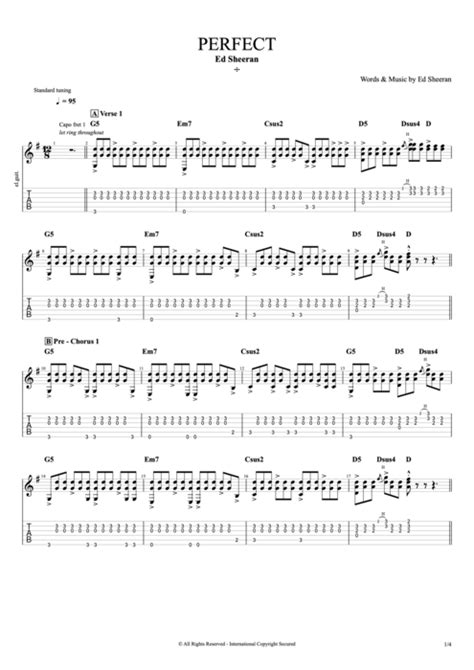 Perfect By Ed Sheeran Full Score Guitar Pro Tab