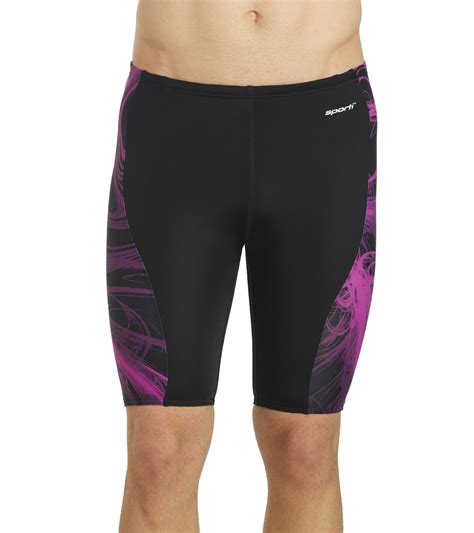 Sporti Light Wave Piped Splice Jammer Swimsuit Blackpurple At