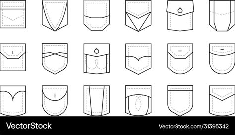 Pocket Patch Set Pockets For Fashion Design Shirt Vector Image
