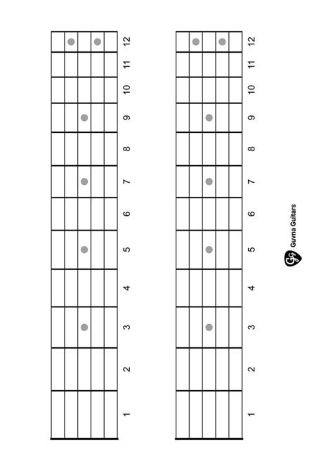 Printable Blank Guitar Fretboard Diagrams Ideas Guitar Fretboard