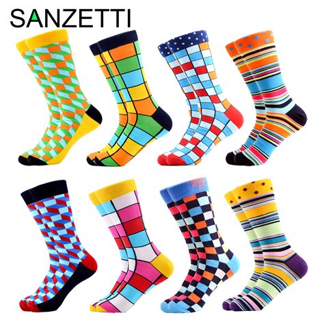 Sanzetti 8 Pairslot Cool Mens Colorful Funny Combed Cotton Novelty
