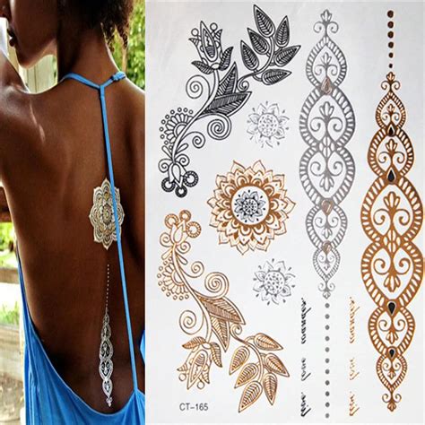 sexy temporary tattoos gold necklace bracelet metal temporary tattoo tattoo products women