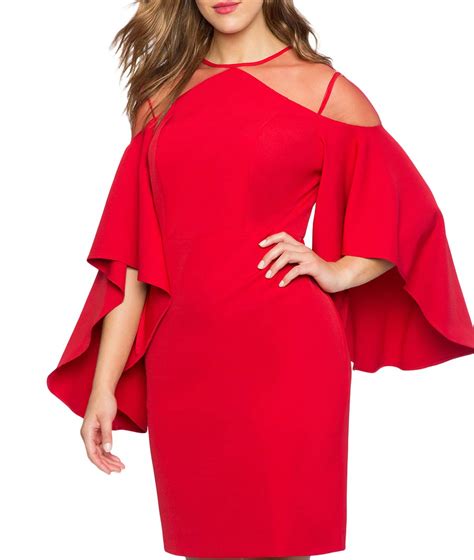 lalagen womens plus size bell sleeve wear to work party sheath dress red xxxxl