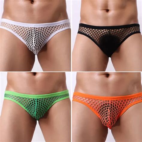 SEXY MEN SHEER See Through Boxer Briefs Mesh Underwear Shorts Trunks