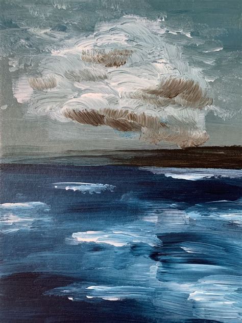 Storm 1 Acrylic Painting Stormy Sea Ocean With Clouds Landscape By