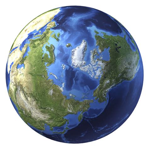 3d Rendering Of Planet Earth With Clouds Centered On The North Pole