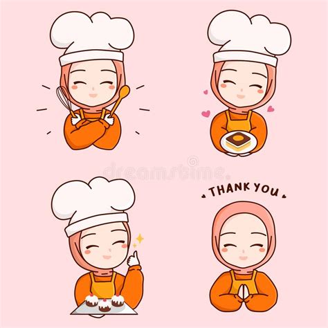 Hand drawn vector abstract modern cartoon cooking class illustrations with retro vintage woman chef, refrigerator and bake studio handwritten modern calligraphy isolated on white background. Hijab Chef Stock Illustrations - 36 Hijab Chef Stock ...