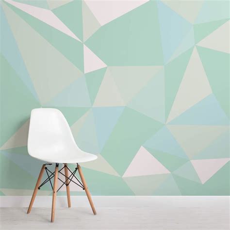 Mint Green Geometric Wallpaper Mural Hovia Uk Geometric Wallpaper